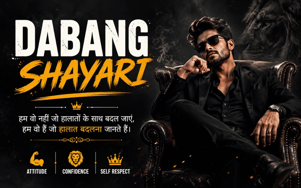 Dabang Shayari : दमदार अंदाज़ और बेखौफ Attitude की शानदार शायरी – Quotewaala Dabang Shayari : दमदार अंदाज़ और बेखौफ Attitude की शानदार शायरी – Quotewaala