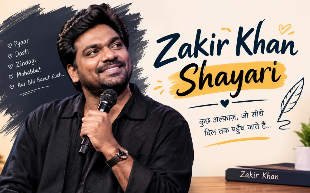120+ Best Zakir Khan Shayari: दिल को छू जाने वाली शायरियाँ जो हर जज़्बात बयां करें ❤️ – Quotewaala 120+ Best Zakir Khan Shayari: दिल को छू जाने वाली शायरियाँ जो हर जज़्बात बयां करें ❤️ – Quotewaala